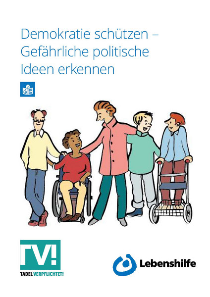 Cover der Informationsbroschüre "Demokratie schützen - Gefährliche politische Ideen erkennen"