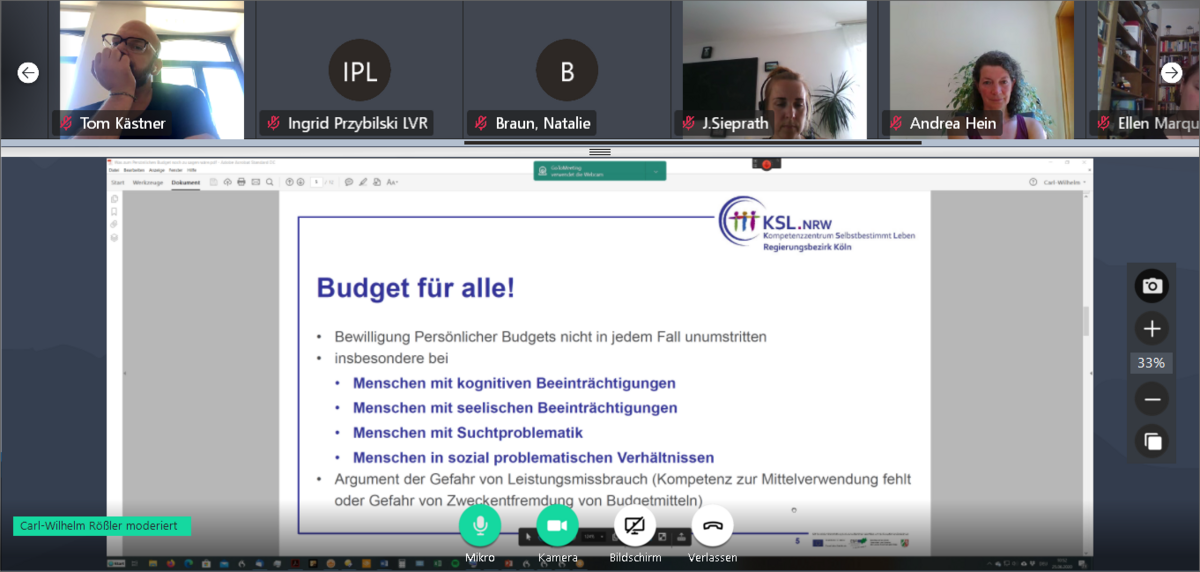 Screenshot der Videokonferenz zum PB